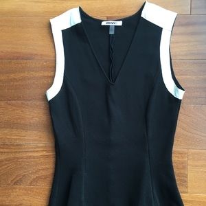 DKNY Black Peplum with White Leather Detail